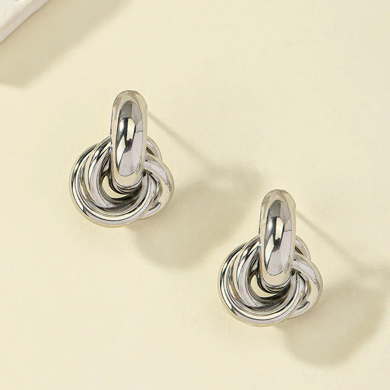 Gold Silver Knot Shiny Plating Trendy Cute Daily Wear Jewelry Earring