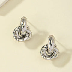 Gold Silver Knot Shiny Plating Trendy Cute Daily Wear Jewelry Earring