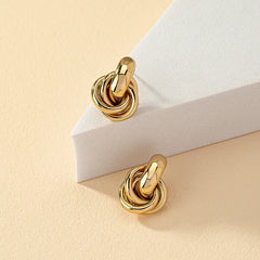 Gold Silver Knot Shiny Plating Trendy Cute Daily Wear Jewelry Earring
