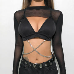 Gothic Print Mesh T-shirt