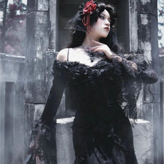 Style Dark Gothic Mid-Length Black Dress