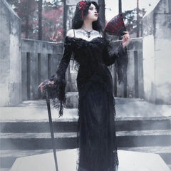 Style Dark Gothic Mid-Length Black Dress