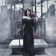 Style Dark Gothic Mid-Length Black Dress