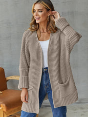 Cardigan Knit Sweater Spring Autumn Winter Sweater Heart Pocket Loose Maxi Coat
