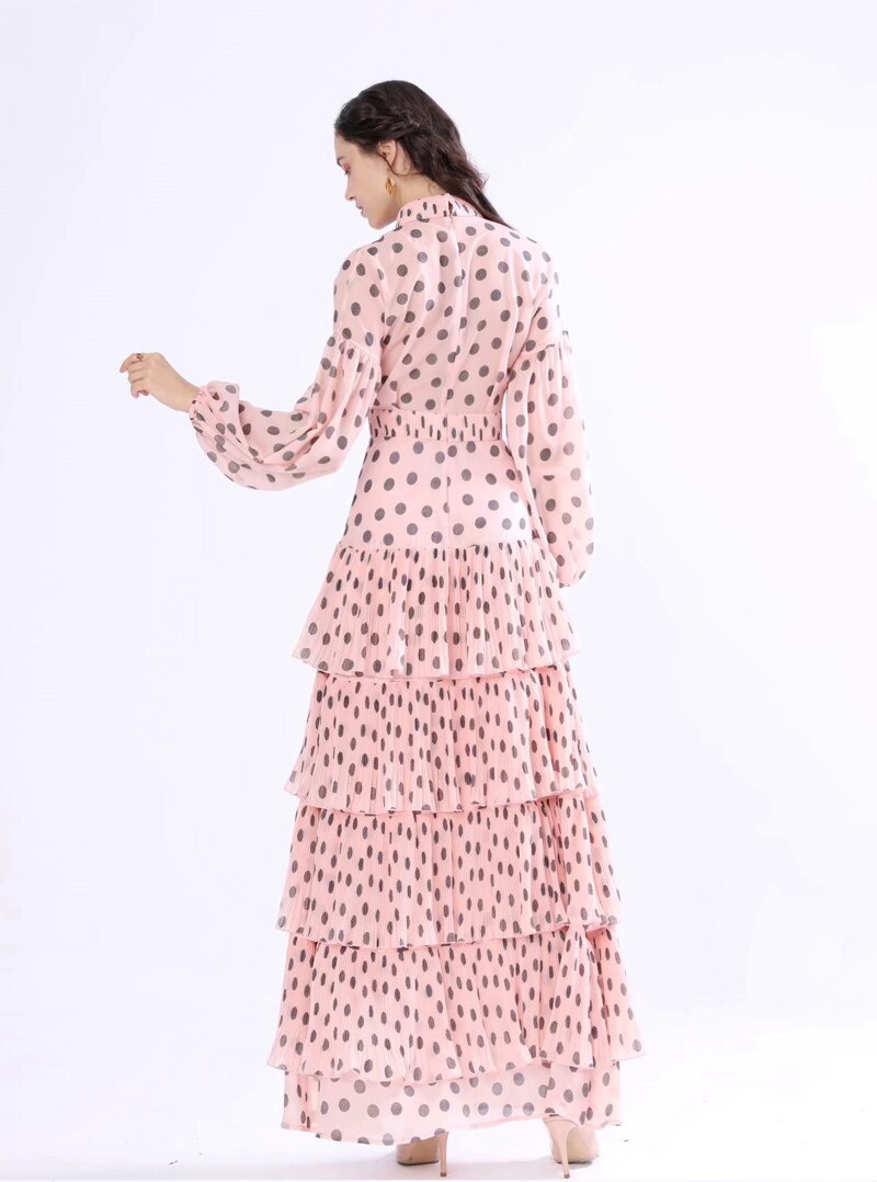 Long Sleeves Floral Printed Ruffles Elegant Casual Maxi Dress