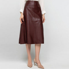 Casual High Waist A-line PU Leather Skirts