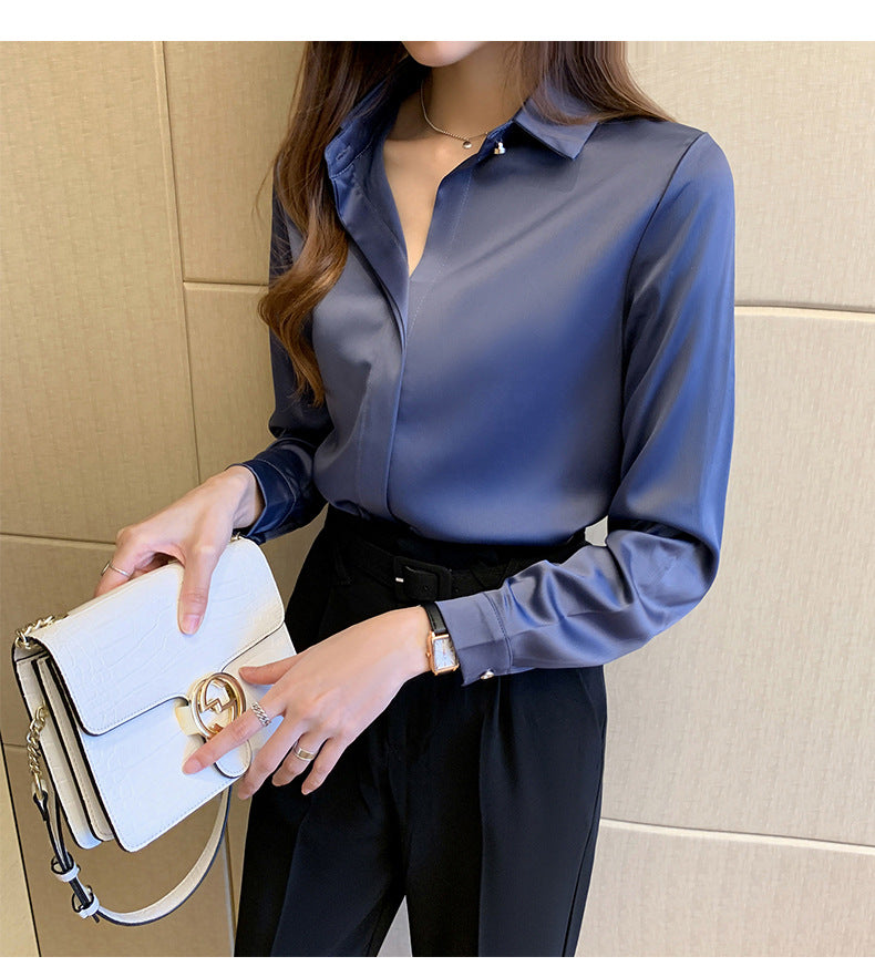 Woman Blouses Satin Top Female Shirts and Blouse Basic Ladies Tops OL Clothing