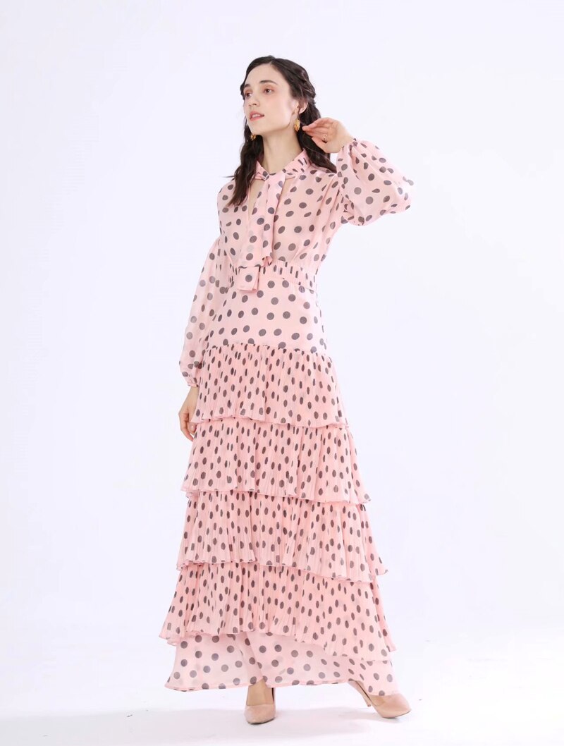 Long Sleeves Floral Printed Ruffles Elegant Casual Maxi Dress