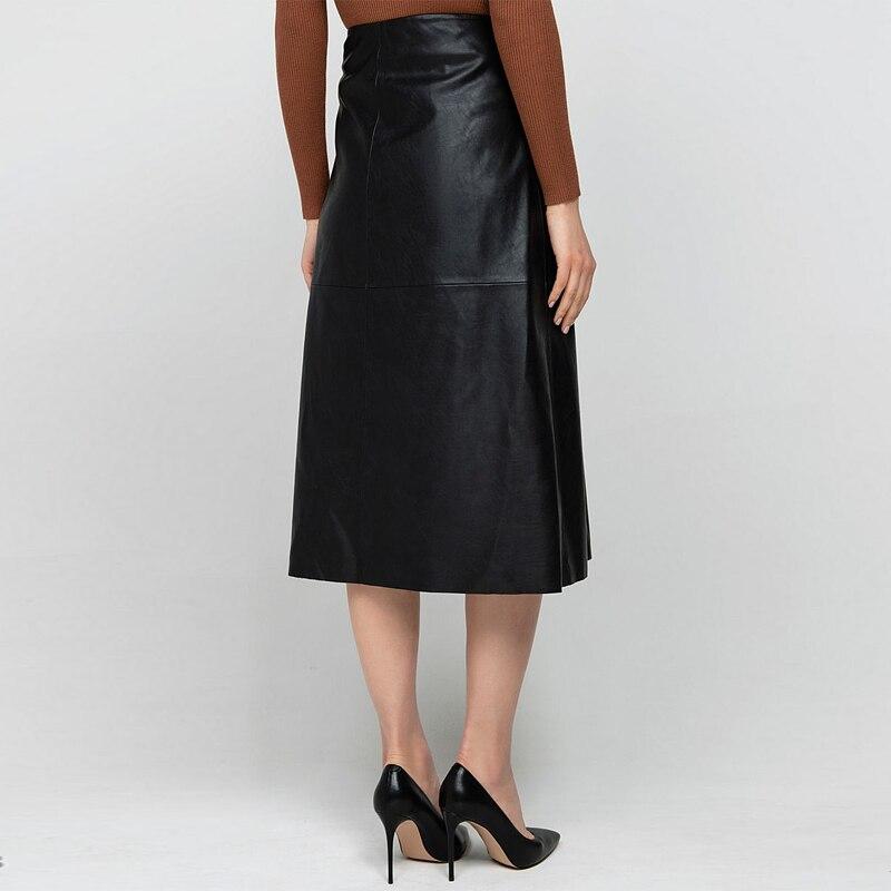 Casual High Waist A-line PU Leather Skirts