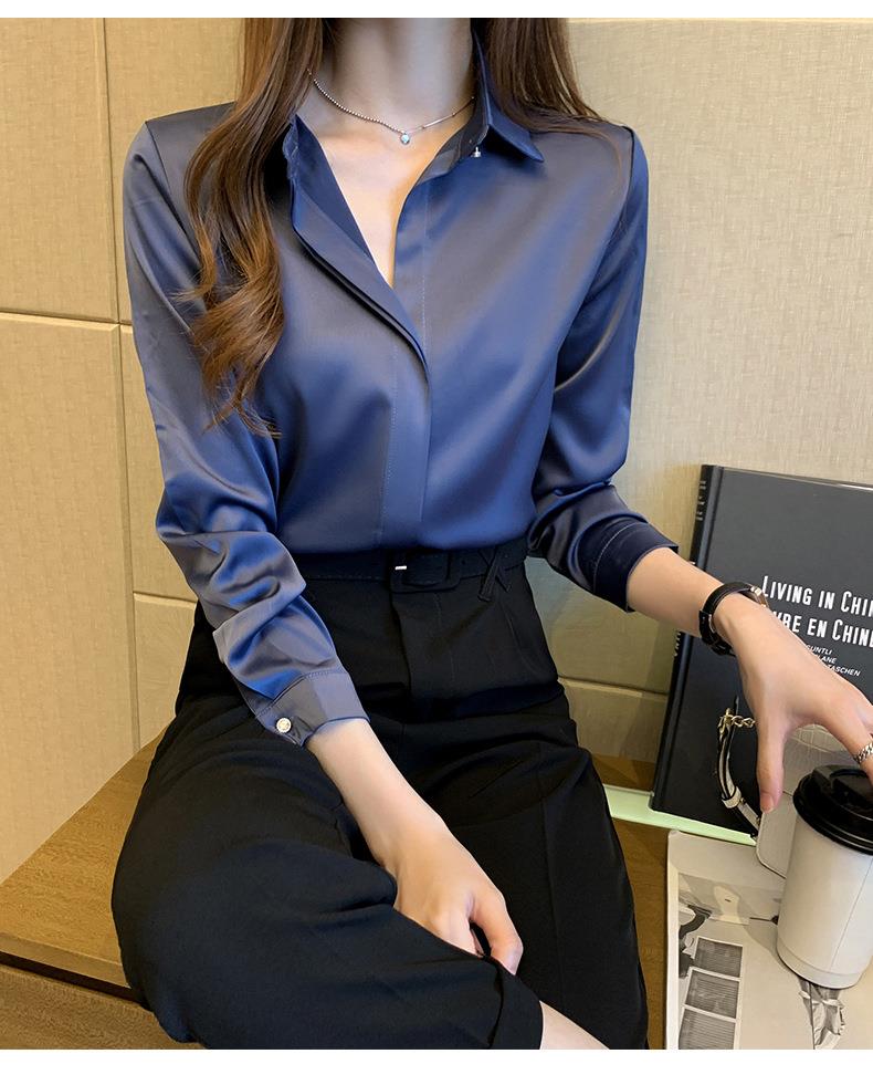 Woman Blouses Satin Top Female Shirts and Blouse Basic Ladies Tops OL Clothing