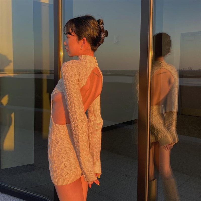 Sexy Knitted Sweater Dresses Fall Winter Clothes