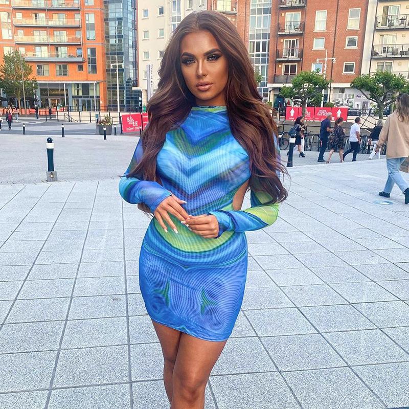 Sexy Open Back Long Sleeve Dress