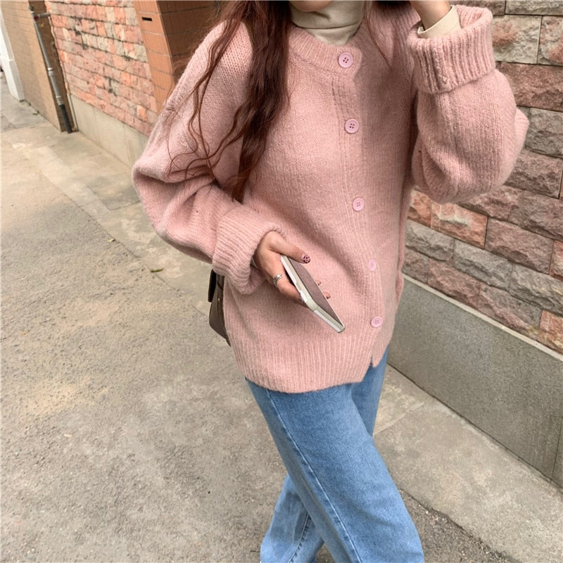 Sweaters Cardigans Warm Casual Arrival Solid Knitwear Loose Coat