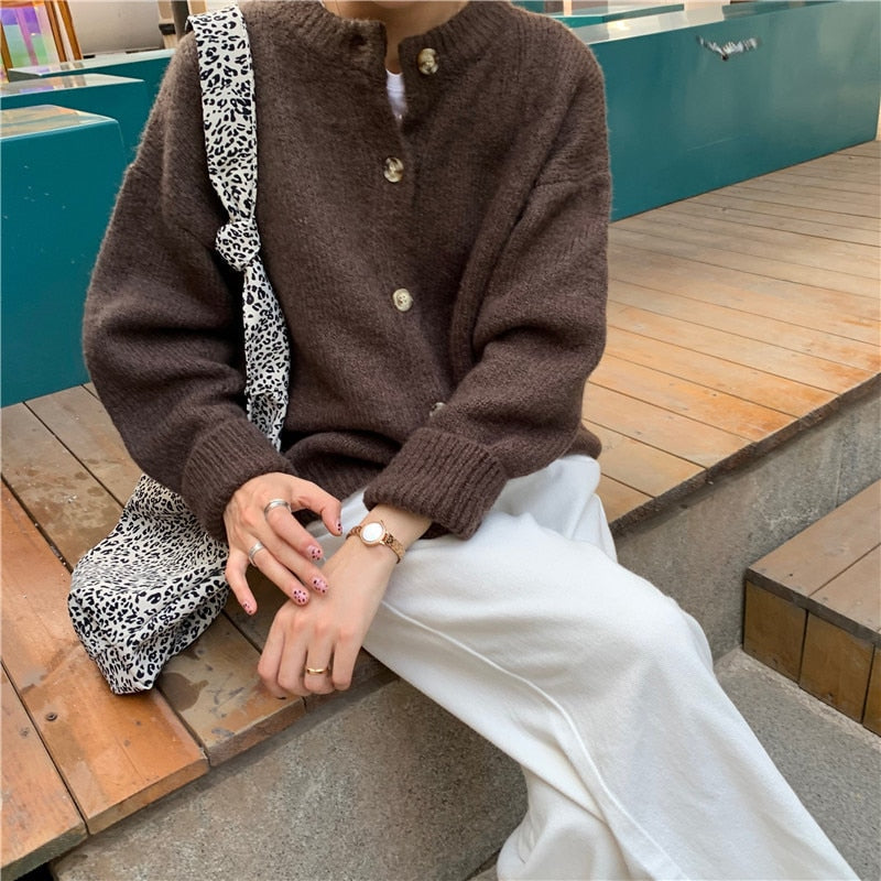 Sweaters Cardigans Warm Casual Arrival Solid Knitwear Loose Coat