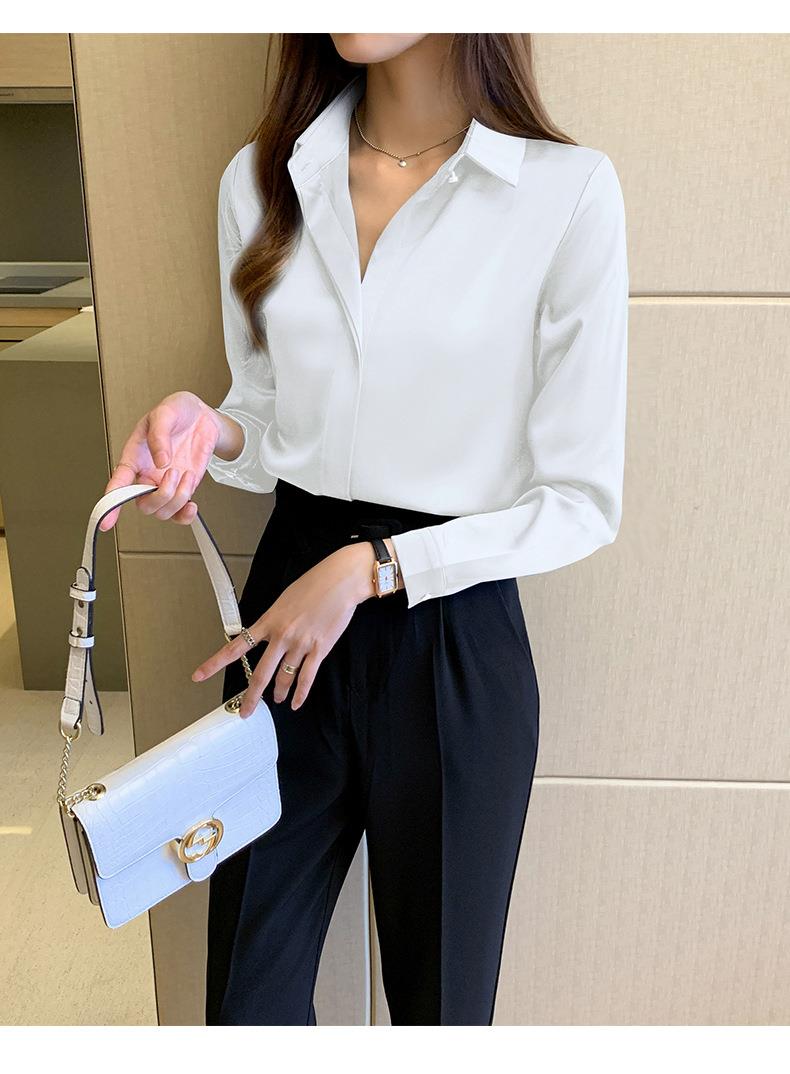 Woman Blouses Satin Top Female Shirts and Blouse Basic Ladies Tops OL Clothing