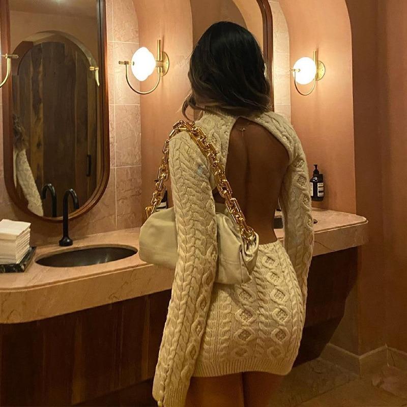 Sexy Knitted Sweater Dresses Fall Winter Clothes