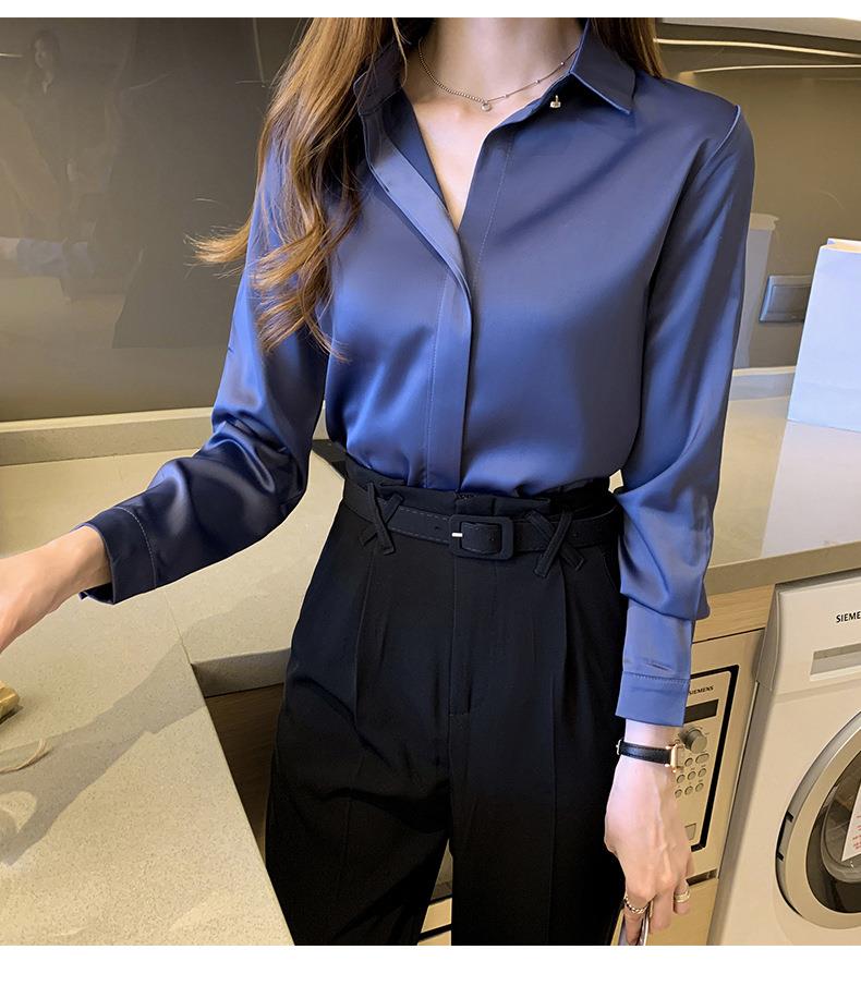 Woman Blouses Satin Top Female Shirts and Blouse Basic Ladies Tops OL Clothing
