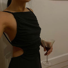 Sexy Open Back Spaghetti Strap Long Dress