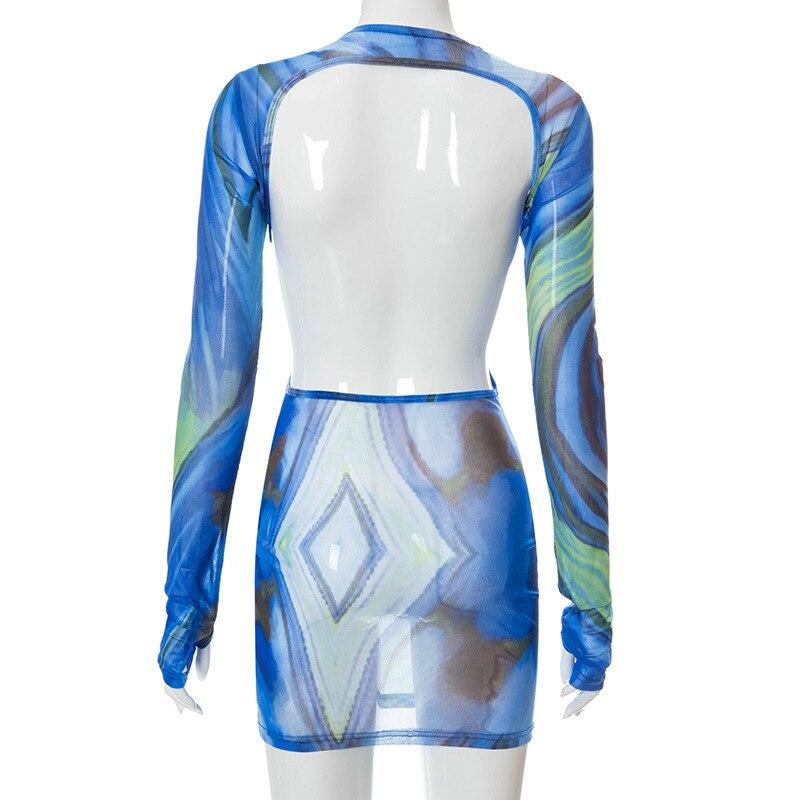 Sexy Open Back Long Sleeve Dress