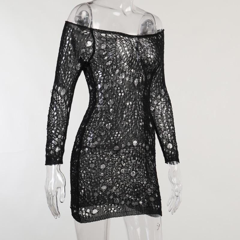 Spring Hollow Out Crochet Knit Bodycon Dress
