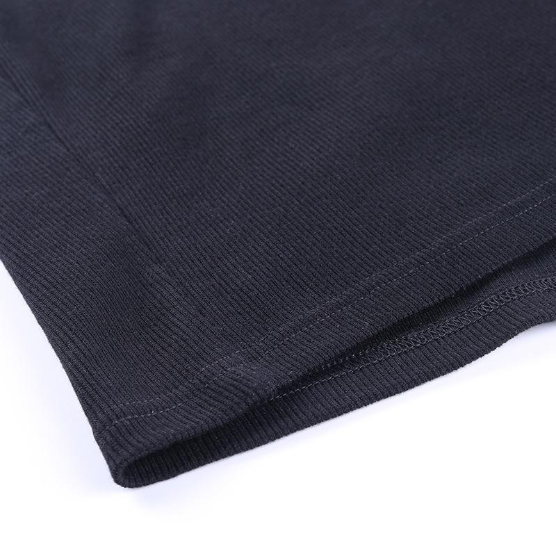 Woman Fashion Ribbed Short Sleeve High Slit Bodycon Dress