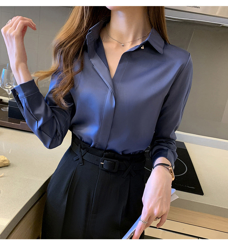 Woman Blouses Satin Top Female Shirts and Blouse Basic Ladies Tops OL Clothing