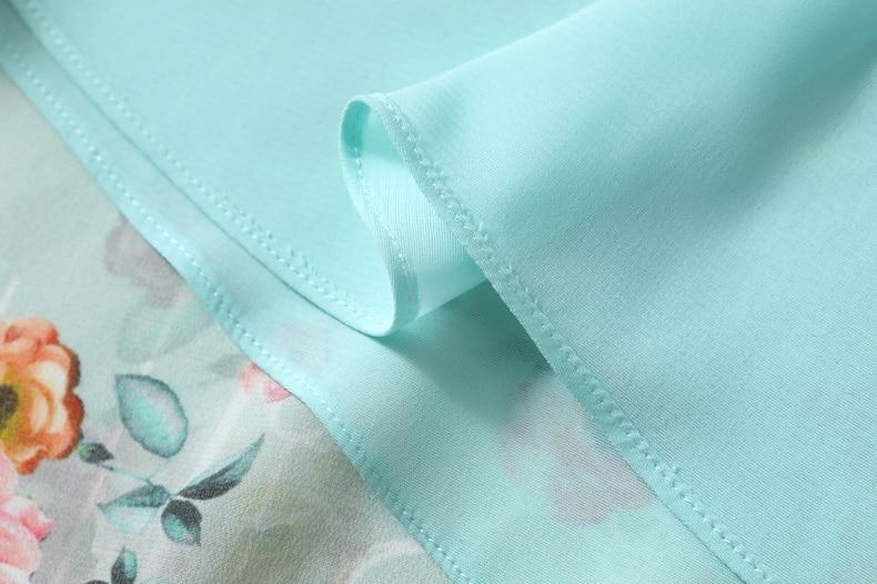 V Neck Short Sleeves Printed Sash Belt Fashion Summer Dress