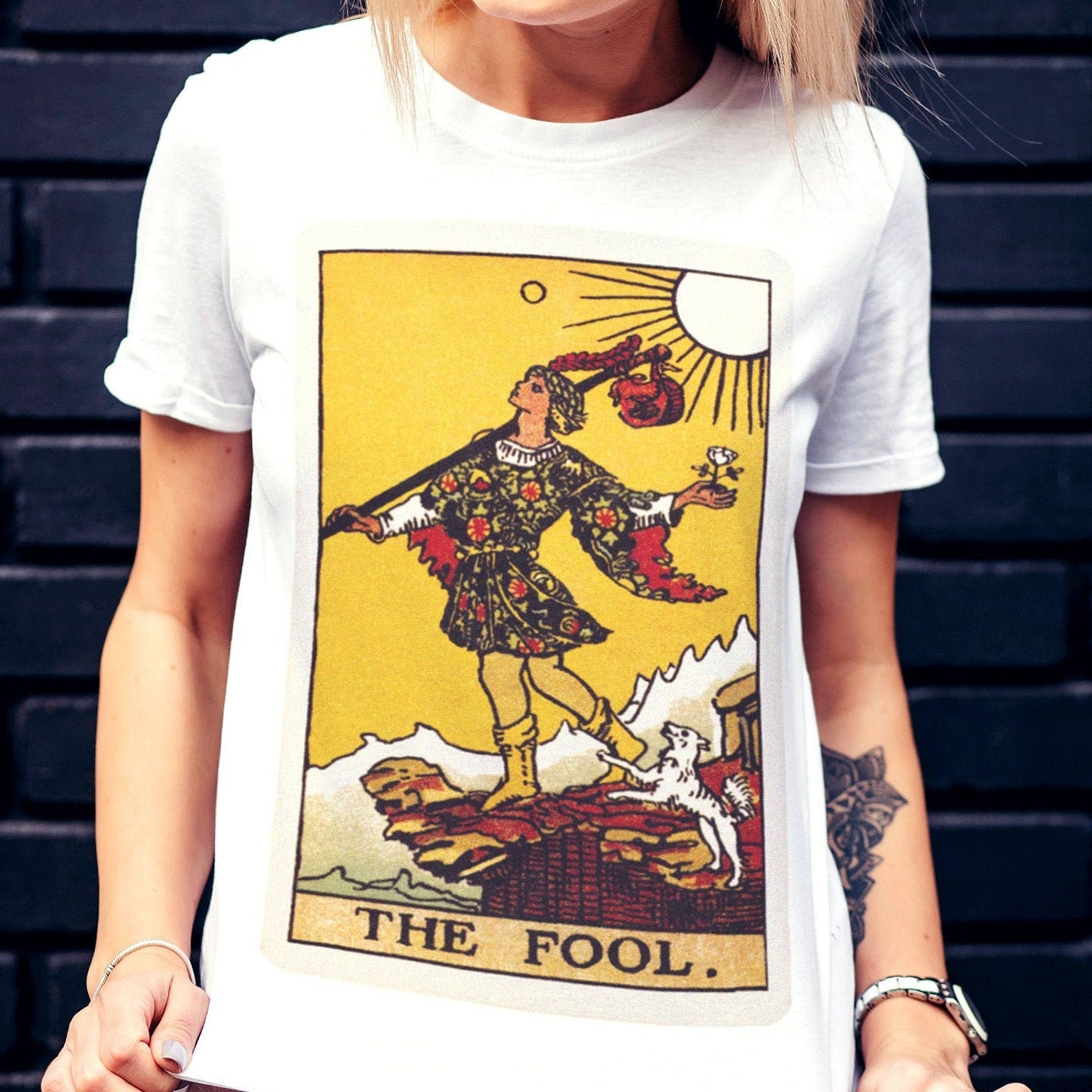T-shirt Tarot Print Tops Casual Ladies Basic