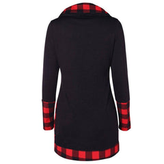 Plaid Colorblock Button Asymmetric Layered Dress