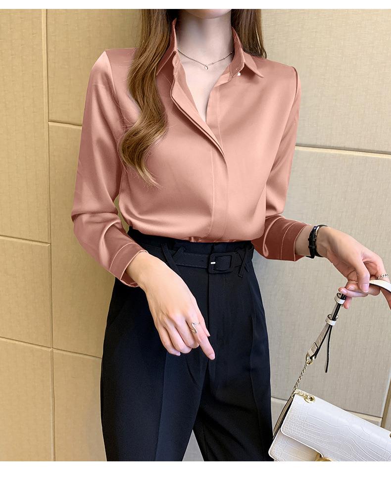 Woman Blouses Satin Top Female Shirts and Blouse Basic Ladies Tops OL Clothing