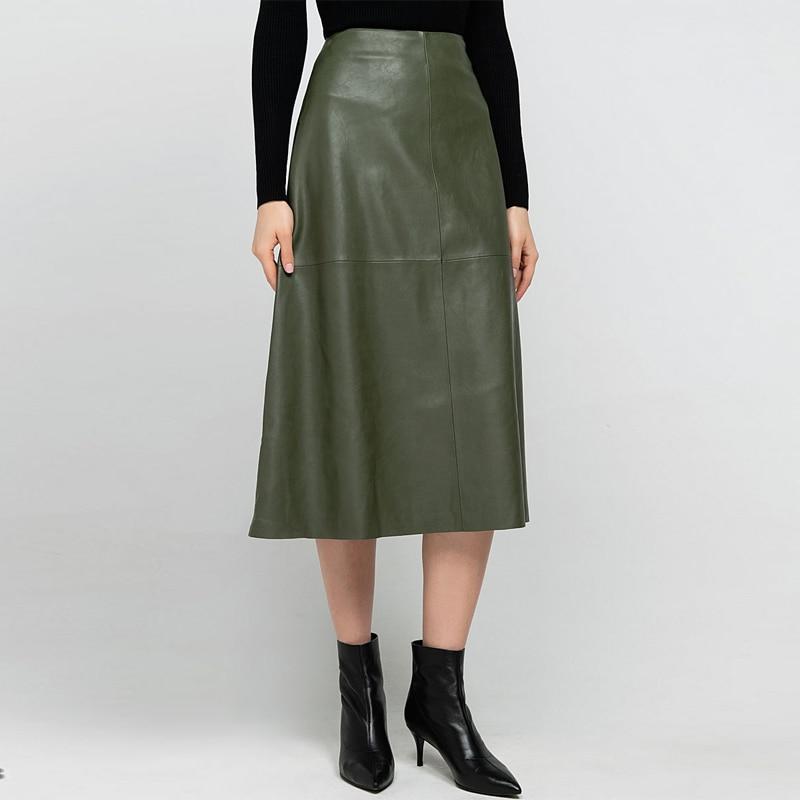 Casual High Waist A-line PU Leather Skirts