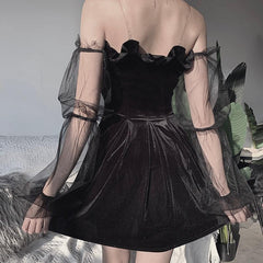 Sexy Off Shoulder Lantern Sleeve Mini Dress