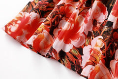 V Neck 3/4 Sleeves Printed Elastic Waist Elegant Summer Dresses