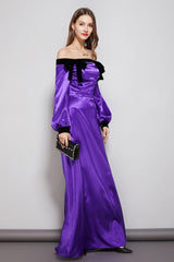 WomenParty Prom Dresses Slash Neckline Long Sleeves Bow Detailing Elegant Maxi Designer Fashion Dresses