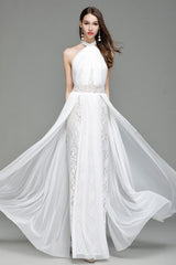 WomenRunway Designer Dresses Halter Sleeveless Embroidery Lace Open Back Fashion Long Party Prom Maxi Dresses