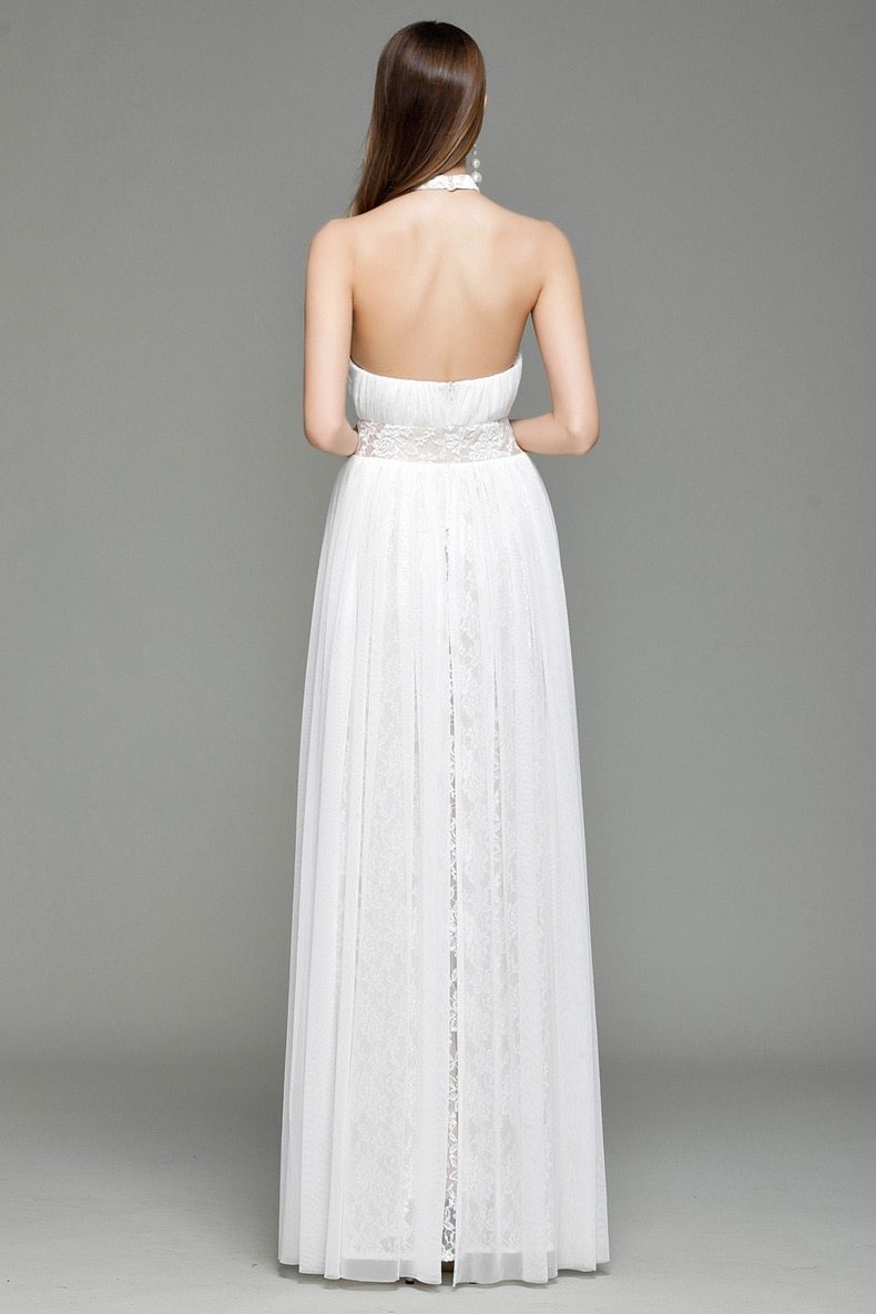 WomenRunway Designer Dresses Halter Sleeveless Embroidery Lace Open Back Fashion Long Party Prom Maxi Dresses
