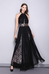 WomenRunway Designer Dresses Halter Sleeveless Embroidery Lace Open Back Fashion Long Party Prom Maxi Dresses