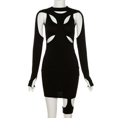 Sexy Curve Cut Out Long Sleeve Bodycon Dress
