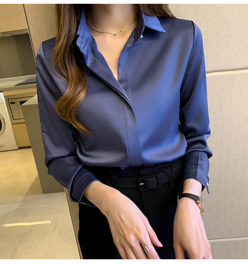 Woman Blouses Satin Top Female Shirts and Blouse Basic Ladies Tops OL Clothing