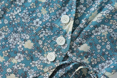 V Neck Short Sleeves Printed Buttons Lace Up Fashion Dress