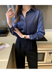 Woman Blouses Satin Top Female Shirts and Blouse Basic Ladies Tops OL Clothing