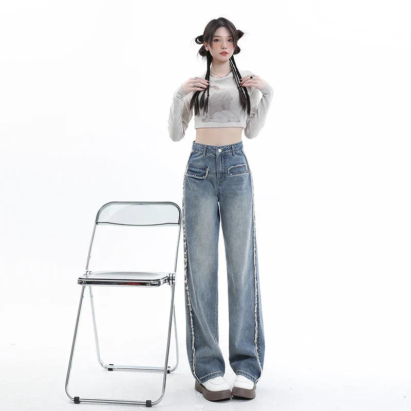 Retro Harajuku High Waist Straight-leg Denim Jeans