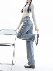 Retro Harajuku High Waist Straight-leg Denim Jeans