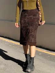 Harajuku Vintage Grunge Aesthetic Floral Print Skirt