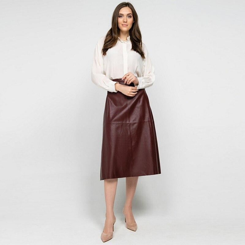 Casual High Waist A-line PU Leather Skirts