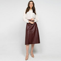 Casual High Waist A-line PU Leather Skirts