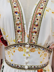 Long Sleeves Split Front Floral Printed High Street Fashion Dresses