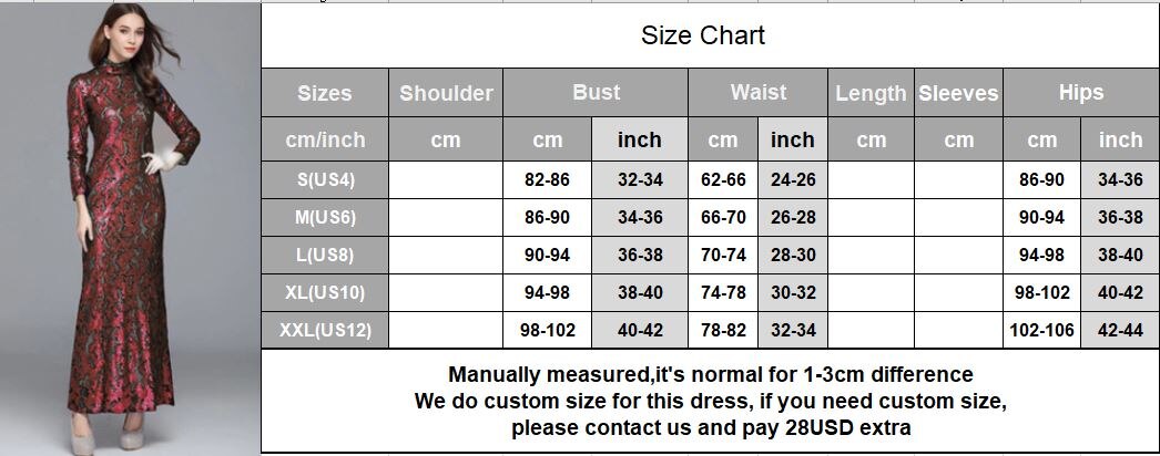 Long Sleeves Sequined Elegant Fashion Party Prom Maxi Gown