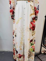 Long Sleeves Split Front Floral Printed High Street Fashion Dresses