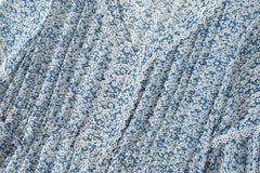 V Neck Short Sleeves Ruffles Floral Printed Holiday Dress